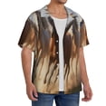 thumbnail image 2 of Picia Horses running Pattern Men's Linen Shirts Short Sleeve Cuban Beach Shirts Casual Shirts Button Down Shirt for Men Beach Summer Wedding Shirt-Large, 2 of 5