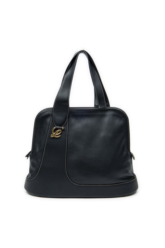 Pre-Owned Loewe Navy Vintage Tall Dome Tote Handbag Calfskin Leather