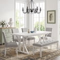 thumbnail image 4 of Farmhouse Dining Table For 6 People, 70.8-Inch Rectangular Rustic Wood Table With Heavy Duty Metal Legs, Multifunctional Kitchen Table For Dining Room (White), 4 of 7