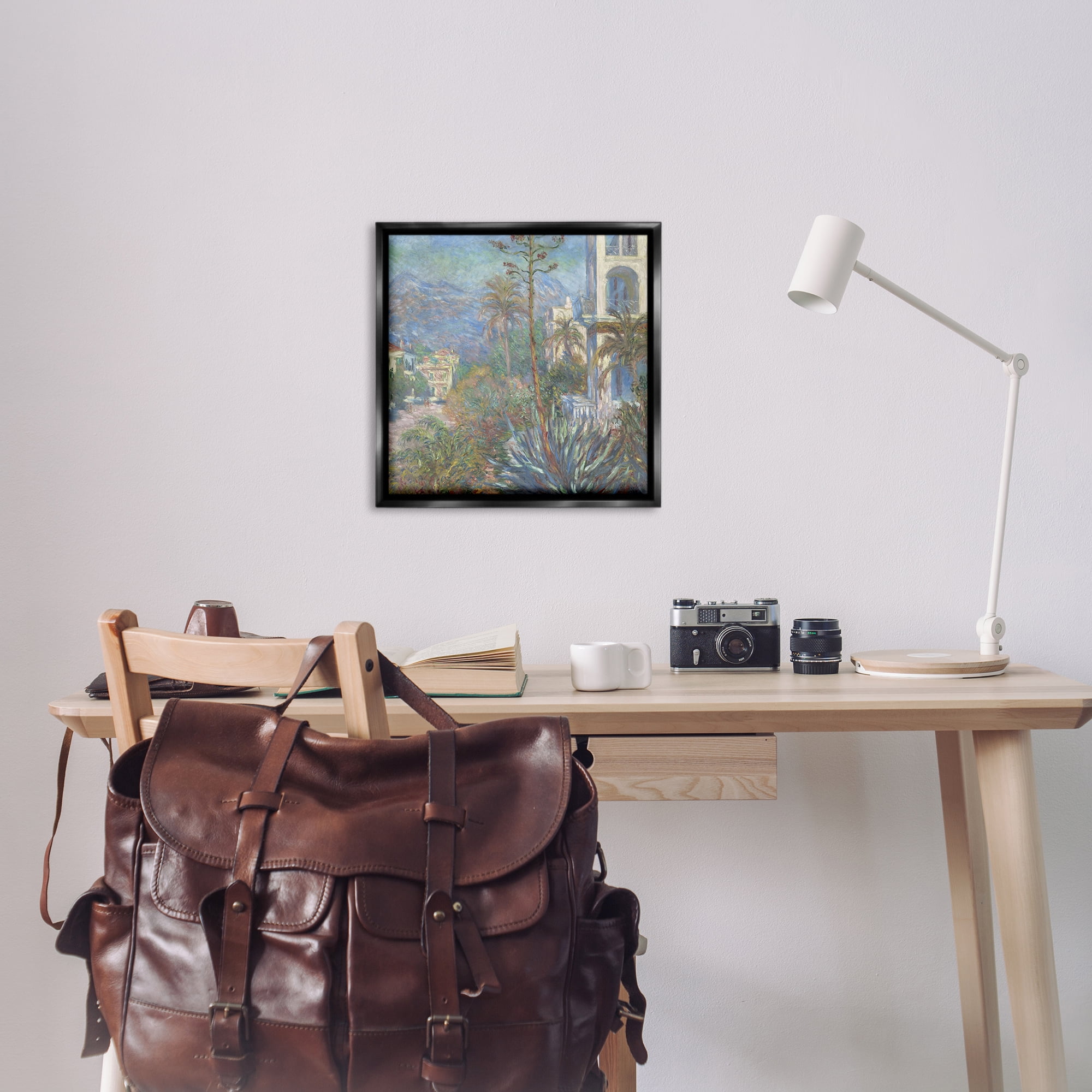 Stupell Industries Classic Villas at Bordighera Landscape & Nature Painting Black Floater Framed Canvas Art Print Wall Art, 25 x 25