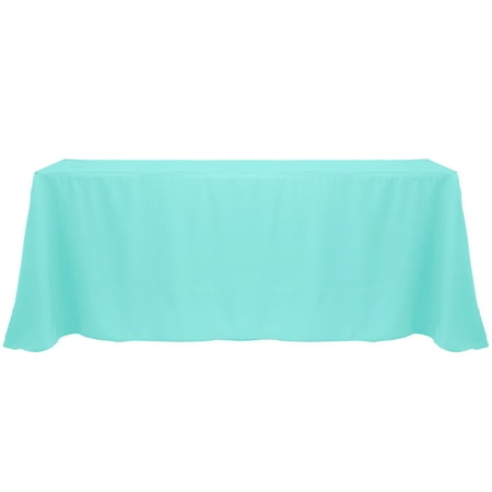 

Ultimate Textile (10 Pack) 90 x 132-Inch Rectangular Polyester Linen Tablecloth with Rounded Corners - for Wedding Restaurant or Banquet use Caribbean Blue