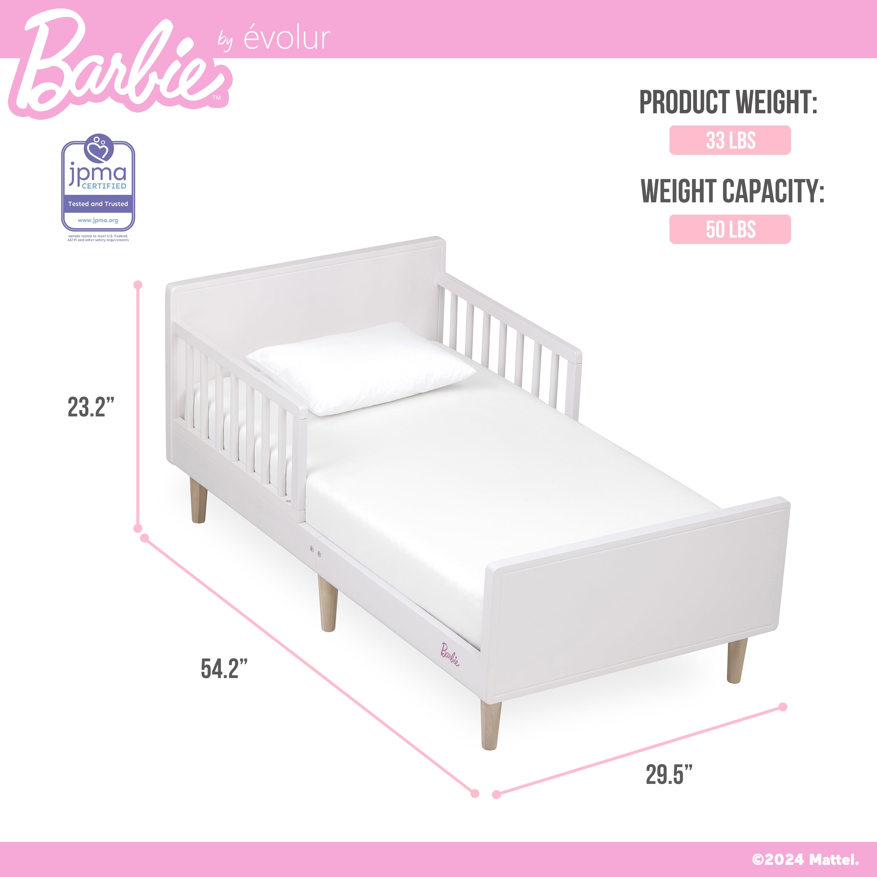 Evolur Barbie Los Altos Toddler Bed, Lavender Sky