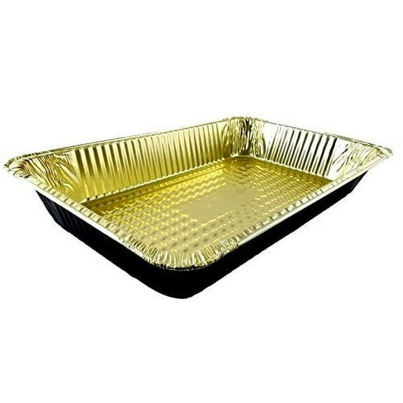 Handi-Foil Full-Size Deep Black & Gold Aluminum Steam Table Pan  NO LIDS (Pack of 10)