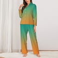thumbnail image 2 of Vsdgher Orange To Teal Gradient1 Pajamas Set Long Sleeve Sleepwear Womens Button Down Nightwear Pj Sets-Large, 2 of 7