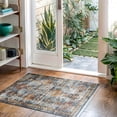 thumbnail image 3 of Bloom Rugs Washable Non-Slip 2' x 3' Rug - Blue / Orange Traditional Bordered Area Rug for Living Room, Bedroom, Dining Room, and Kitchen - Exact size: 2' x 3', 3 of 9