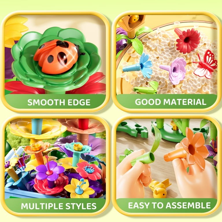 Lucky Doug 148-Pc Flower Garden Building Toys for Girls Ages 3-8