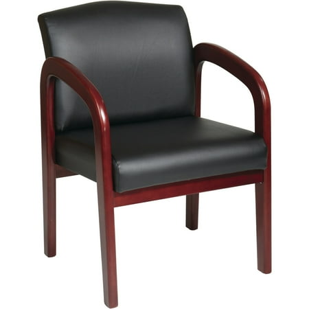 - (Set of 4) Office Star Work Smart Cherry Finish Wood Guest Chair, Black