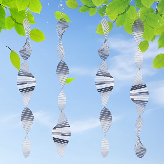 12PCS Stainless Steel Bird Deterrents for Outside, 3D Reflective Wind Spinners Outdoor Bird Scarer, Keep Woodpeckers, Pigeons, Crows Away from House, Garden, Patio, Pool & Windows
