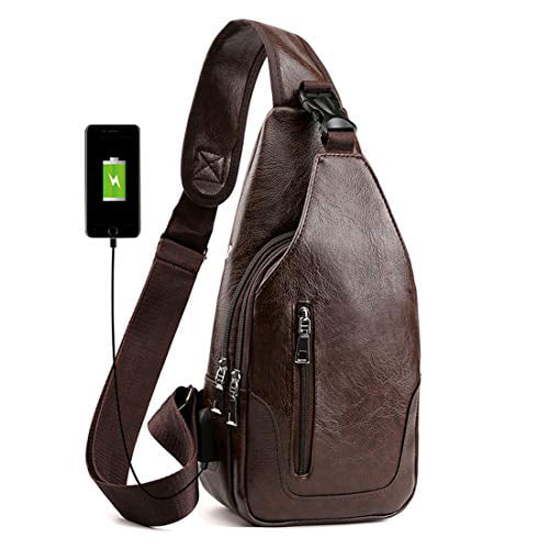 Lucien Hanna Mens Sling Bag with USB Charging Port Hiking Pack Lightweight Waterproof Crossbody Shoulder Bag 