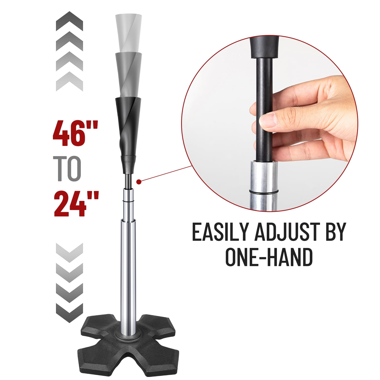 CureCalor Baseball Batting Tee, Adjustable 24" to 46" Heavy Duty Hitting Tee for Baseball & Softball