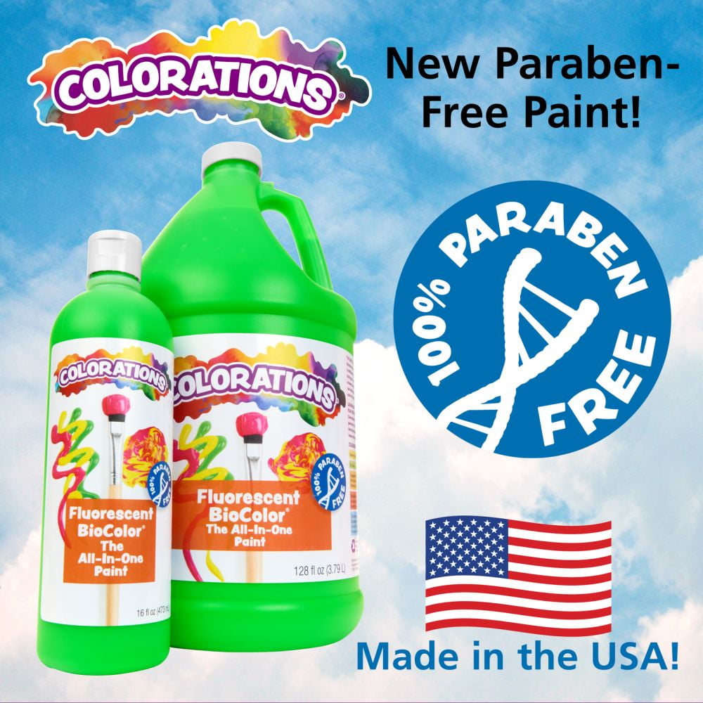 Colorations Paraben-Free Fluorescent BioColor Paint- Neon Red, 1 Gallon