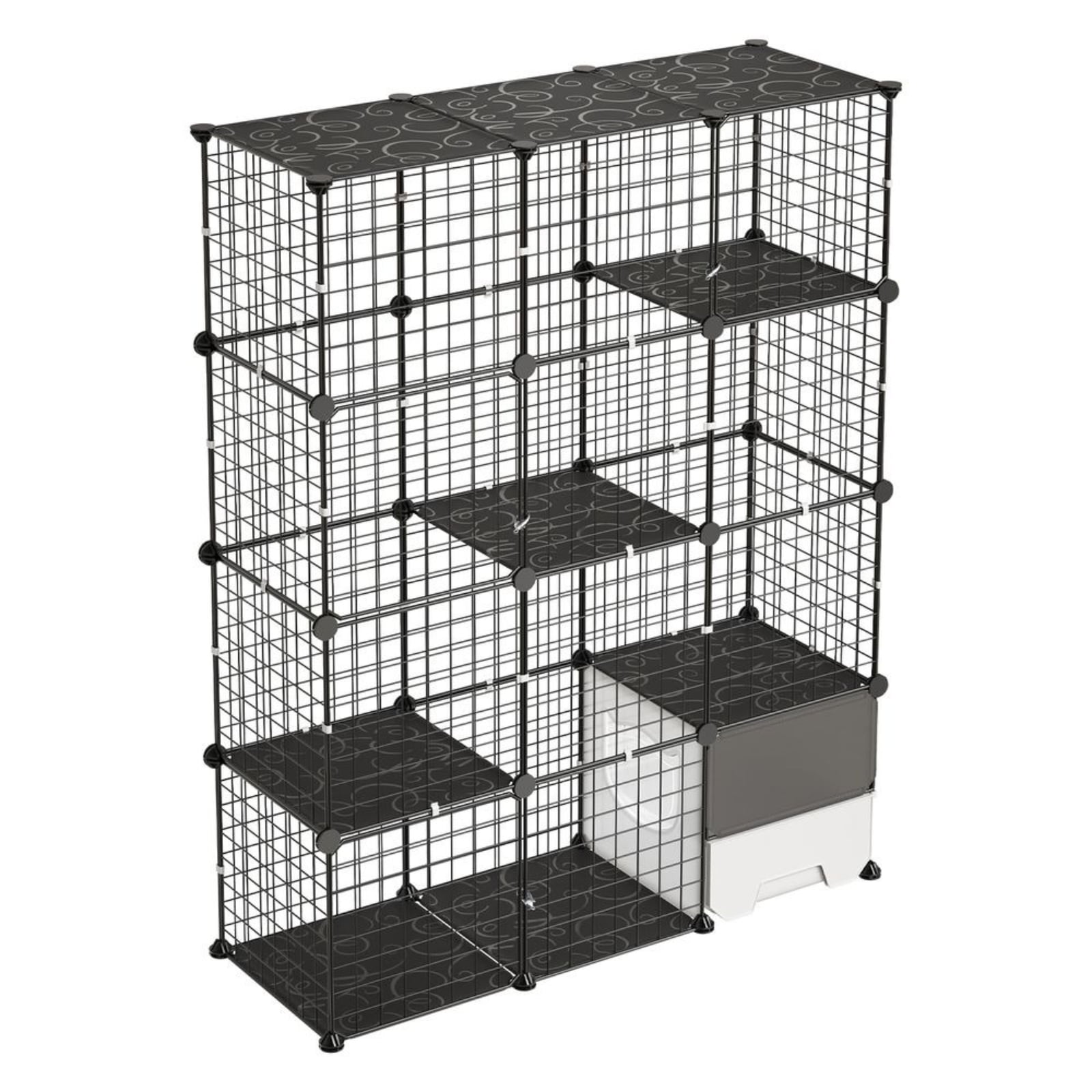 TENGDA 4-Tier DIY Metal Cat Cage Indoor Detachable Playpen Enclosure for Small Pets Kittens Ferrets