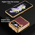 thumbnail image 6 of Compatible with Samsung Galaxy Z Flip 3 5G Luxury Case with Hinge Protection, Classical Plating PC with PU Leather Protective Anti-fingerprint Cover Phone Case for Samsung Z Flip 3, Rose, 6 of 7