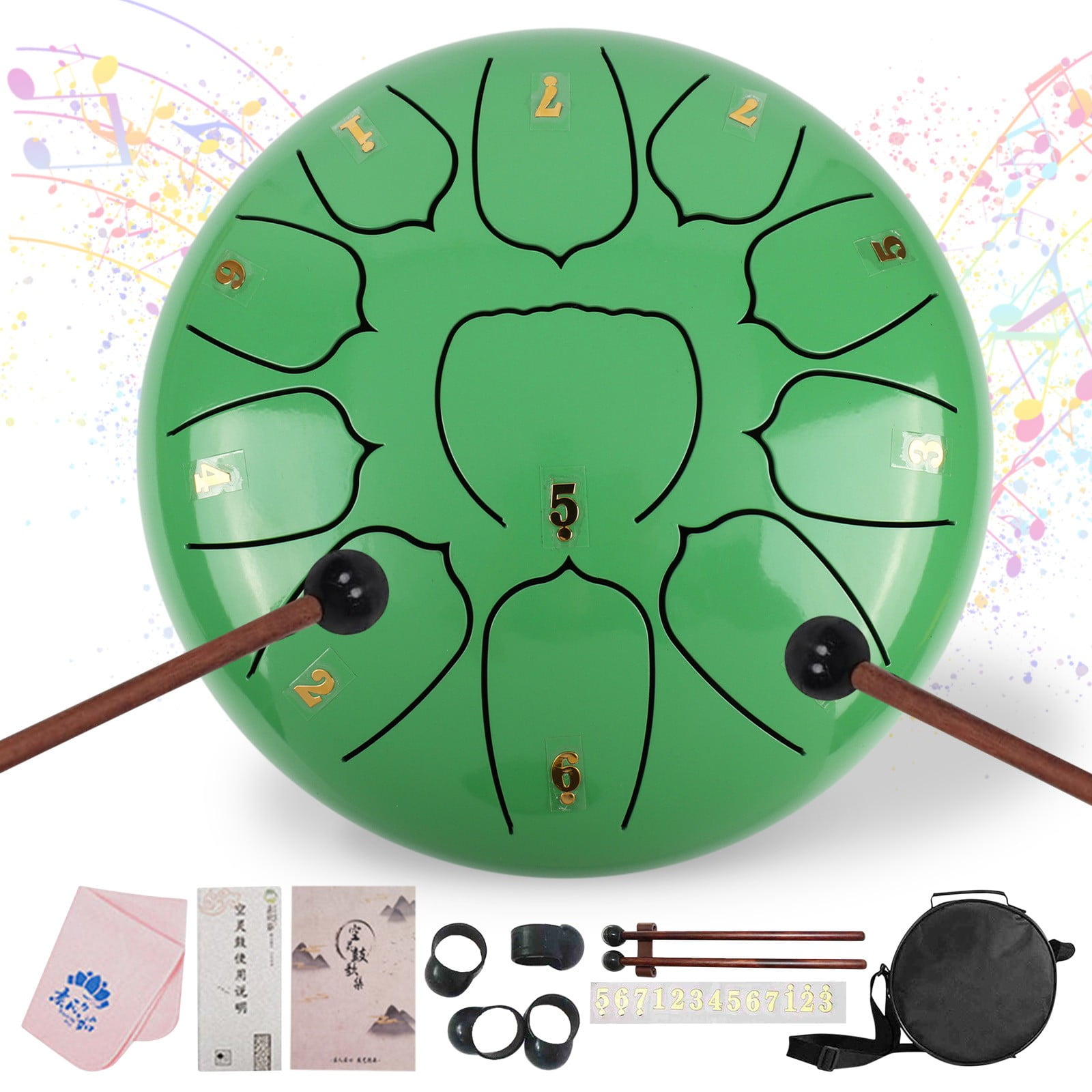 11-Note 10-inch Rain Drum for Garden & Outdoor - Steel Hand Drum for Sound Healing, Musical Education, Entertainment, Meditation & Yoga Gifts