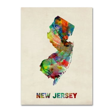 Michael Tompsett 'New Jersey Map' Canvas Art