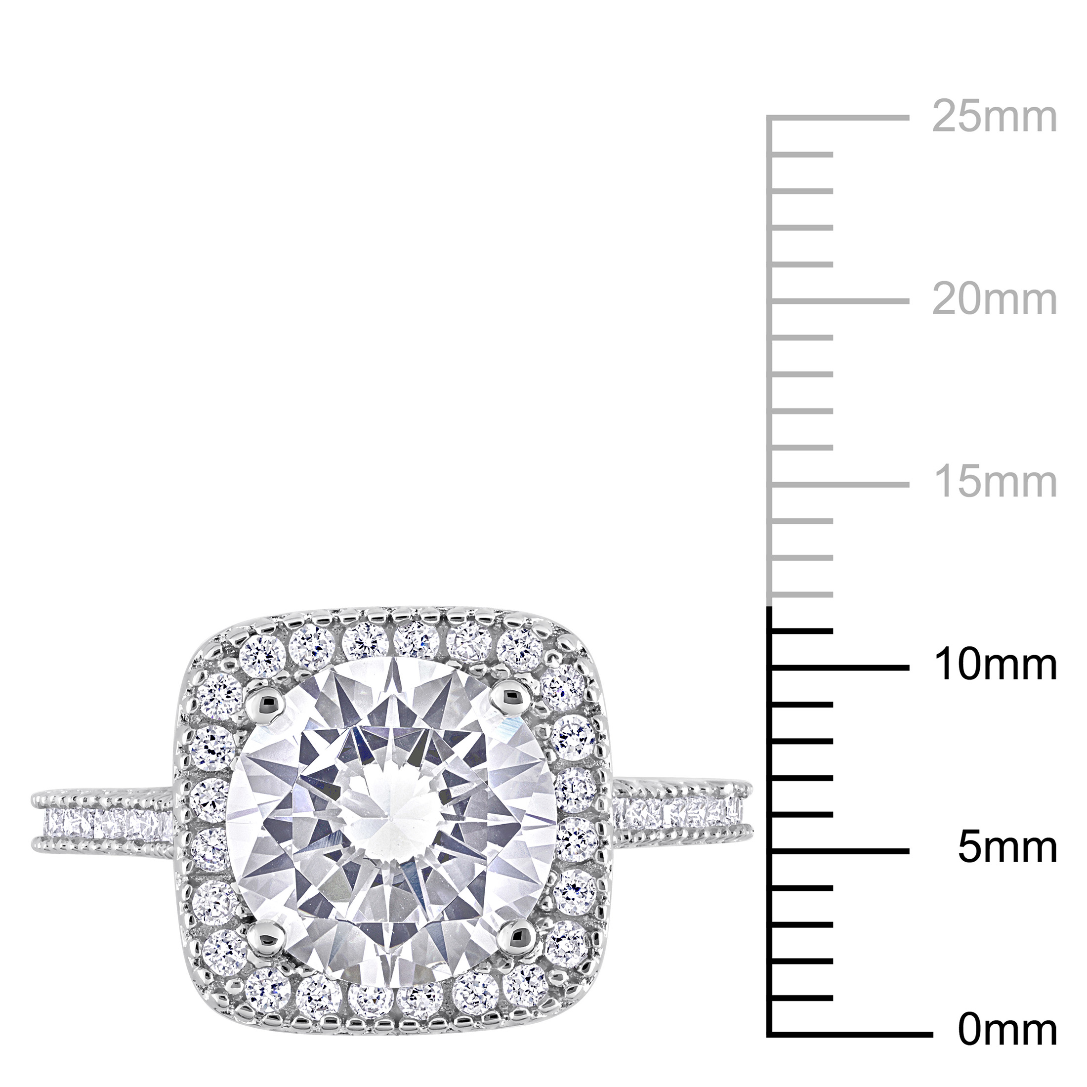 Everly Women's 5 Carat T.G.W. Round-Cut Halo Engagement Ring Cubic Zirconia in Sterling Silver with Round-Cut Cubic Zirconia's on Band - image 3 of 8