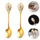 thumbnail image 5 of Retro Coffee Spoon with Ceramic Decorative Piece Made of Stainless Steel for Eating Cakes and Coffee 2 Pieces, 5 of 5