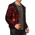 thumbnail image 4 of Chaqueta de disco con capucha metálica brillante para hombres, mangas largas, con lentejuelas argyle, color rojo, 4 of 6