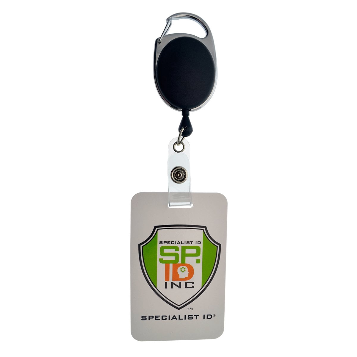 25 Pack - Specialist ID Carabiner Clip Badge Reels - Retractable I.D. Card Holders (Solid Black)