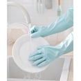 thumbnail image 2 of Household Kitchen Cleaning Gloves Waterproof Cotton Lined Dishwashing Non-Slip Long Cuff Gloves, 2 of 5