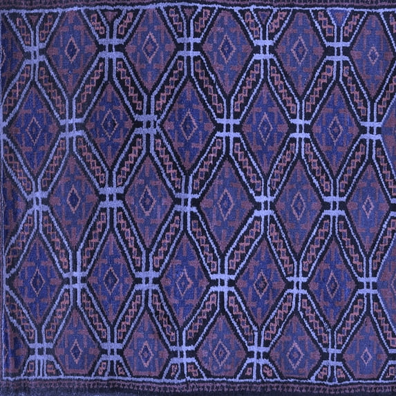 Ahgly Company Machine Washable Indoor Square Southwestern Blue Country Area Rugs, 4' Square