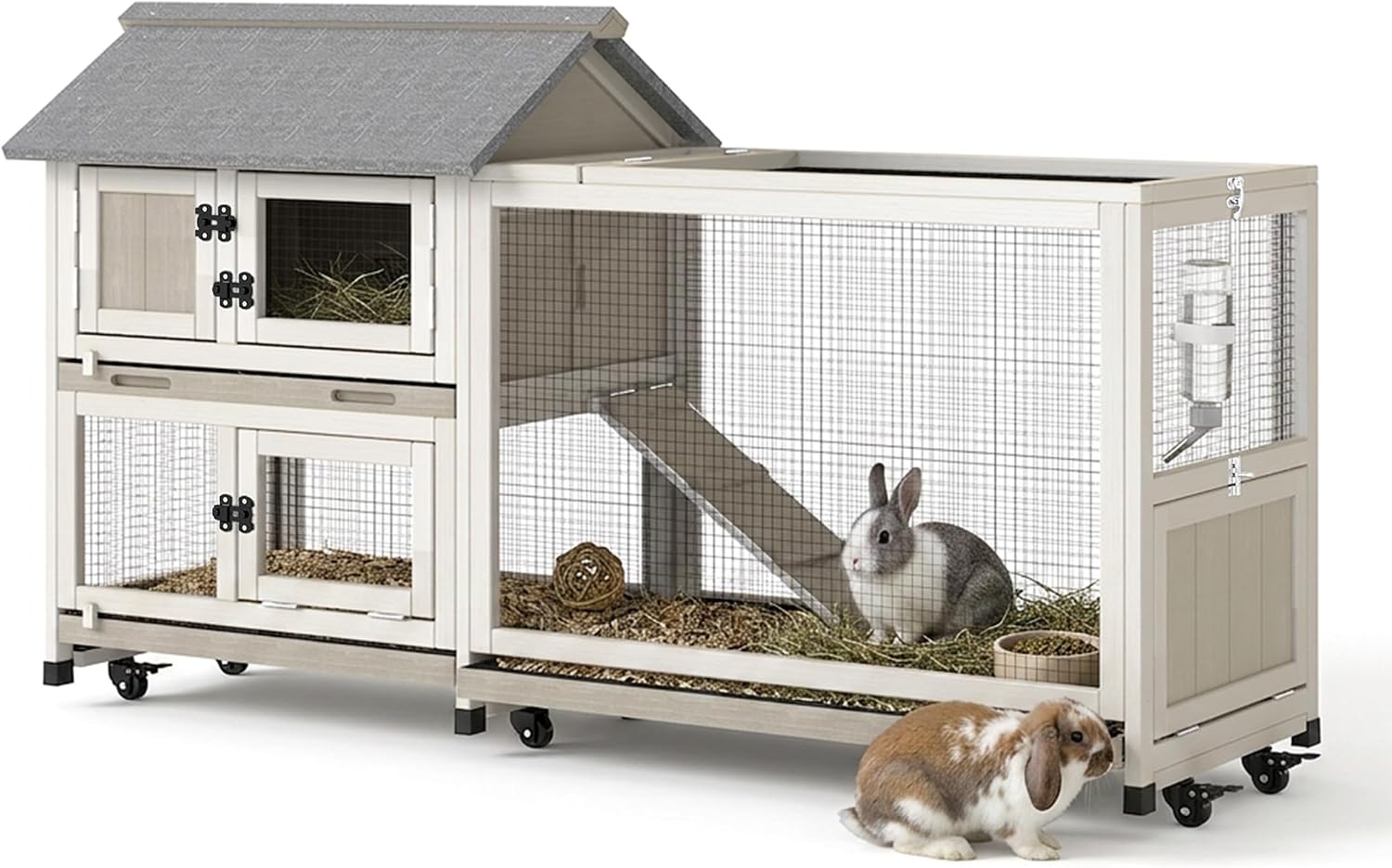PETSCOSSET 2-Story Rabbit Hutch with Wheels and Trays photo 1