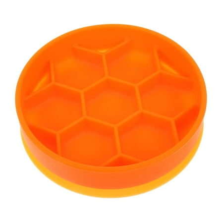 LULULION Pet Slow Food Bowl Silicone Orange Lightweight Honeycomb Shape 1Pcs
