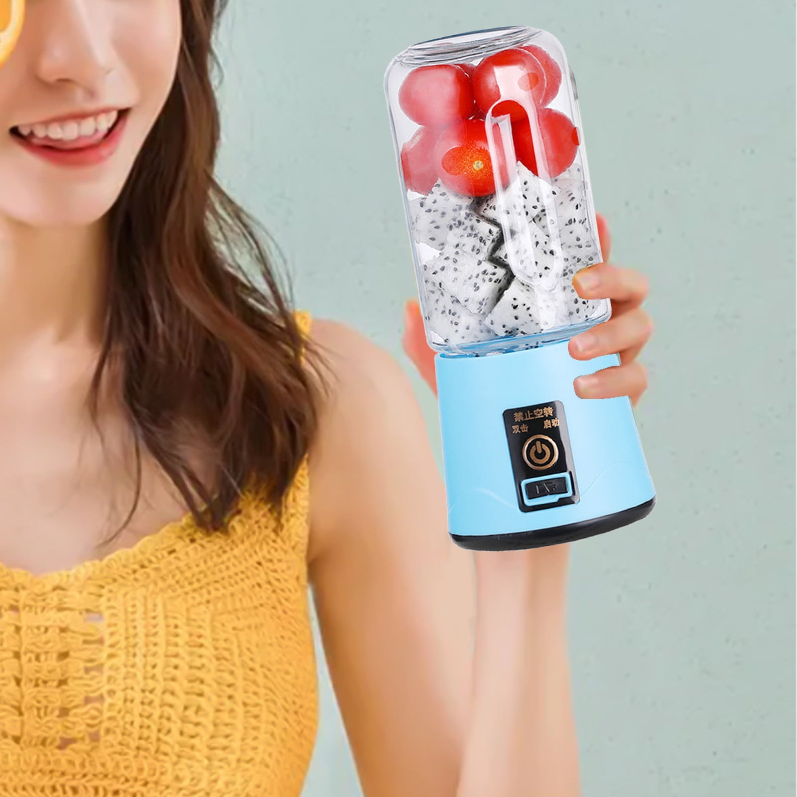 Portable Electric Juicer Cup, USB Rechargeable Mini Blender Bottle Wireless Fruit Mixer Smoothie Maker Leak Proof Travel Juice Machine Personal Drink Blender Cup Kitchen Juicer
