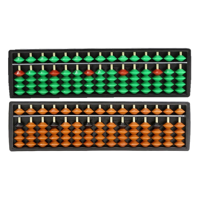 CIMAXIC Green Plastic Abacus for Daily Use with 15 Digits Rods Design and Smooth Rounded Corners 2 Pieces,9.21"X2.56"X0.59"