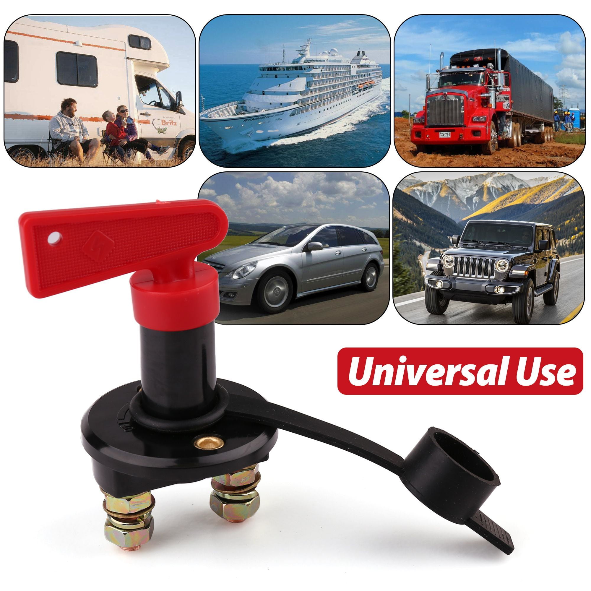 QLOUNI 2Pcs Battery Disconnect Switch with Keys Battery Kill Switch 12V 24V 250-400A Battery Isolator Disconnector Cut Off Power Kill Switch for Marine Car Boat RV ATV Vehicles