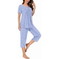 thumbnail image 3 of Women's Pajama Sets 2 Piece Summer Sleepwear Ladies Pjs Short Sleeve Capri Pant With Pockets, 3 of 9