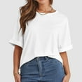 thumbnail image 6 of Women Oversized T Shirt 60 Polyester 35 Rayon 5 Spandex Crewneck Short Sleeve for All Seasons, 6 of 7