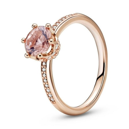 Pandora Sparkling Crown Solitaire, Pink Crystal & Clear CZ Rose Ring, Size: EUR-48, US-4.5-188289C01-48