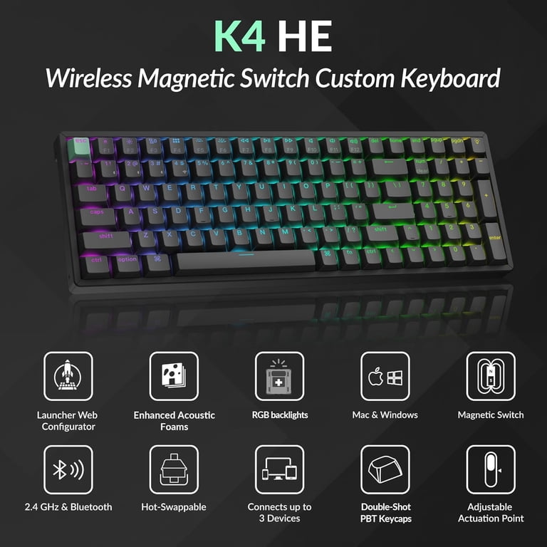 Keychron K4 HE 96% Wireless RGB Magnetic Switch Keyboard, Rapid