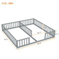 thumbnail image 7 of Double Twin Size Floor Beds with Fence and Guardrails Design, Solid Wood Double Twin Platform Bed for 2, Montessori Floor Beds for Boys Girls Teens, No Box Spring Needed, Easy Assembly, Grey, 7 of 7
