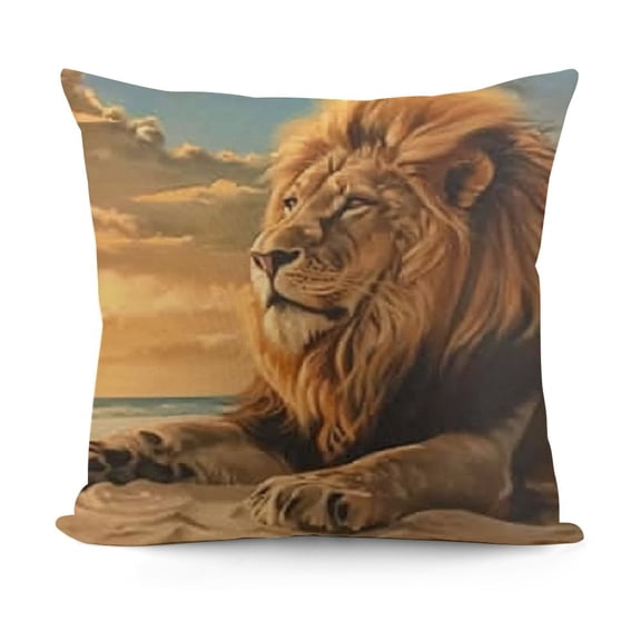 Lion Pillow Covers for Home Sofa Bed Couch Wild Lion Animal King Throw Pillow Covers for Kids Boys Girls Hunting Animal Cushion Covers Soft Outdoor Pillowcases