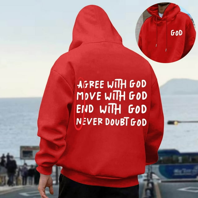 MHFRRA Sudadera Informal con Capucha para Hombre, de Manga Larga, con Diseño Estampado para Uso Diario, Cómoda Sudadera con Capucha para Otoño E Invierno Rojo