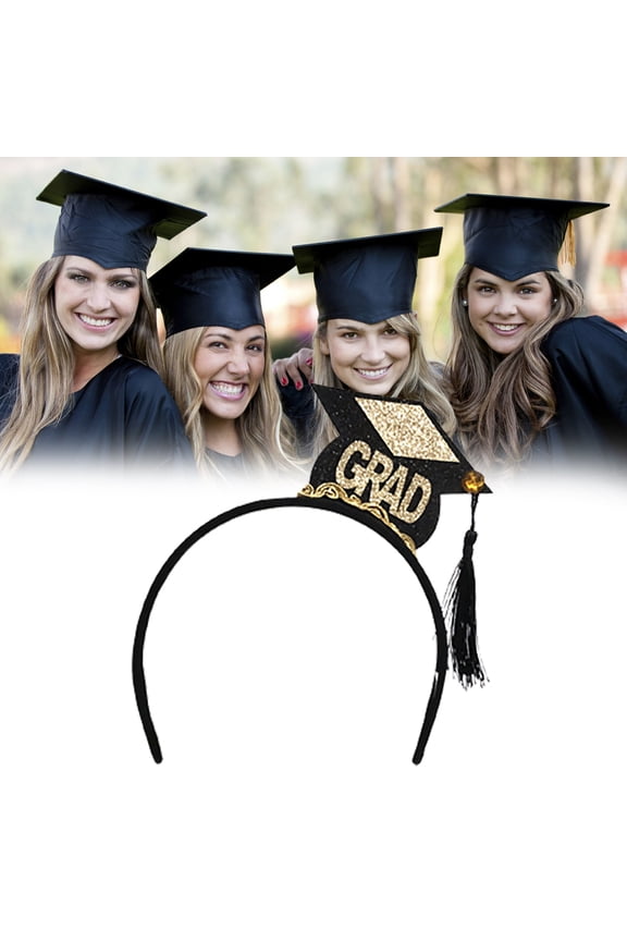 2Pcs Hair Hoop Graduation Hat Pattern Graduation Decorations Party Supplies Felt Cloth Non-slip Headband