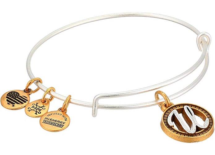 alex and ani initial two tone charm bangle