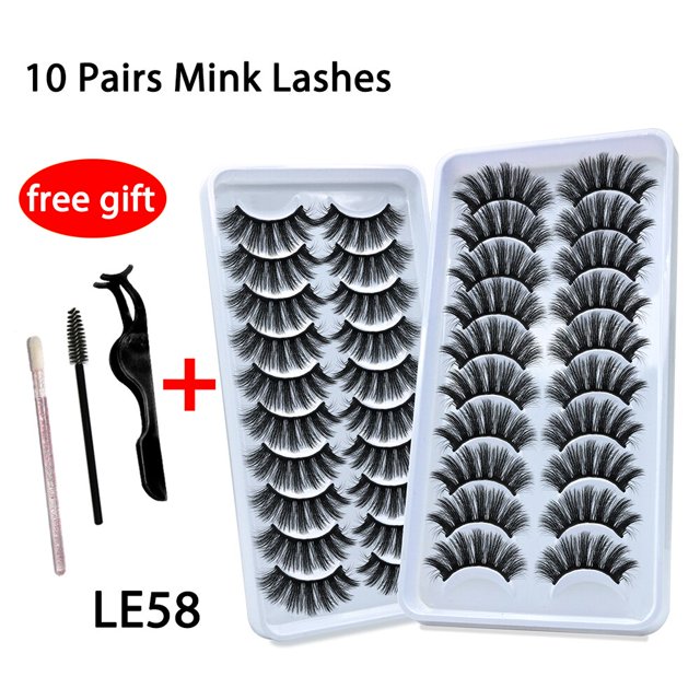 LE 3D 10 pares 100% pestañas de visón volumen dramático pestañas postizas esponjosas suaves y tenues Faux Cils pestañas postizas largas naturales al por mayor Tan Jianjun unisex