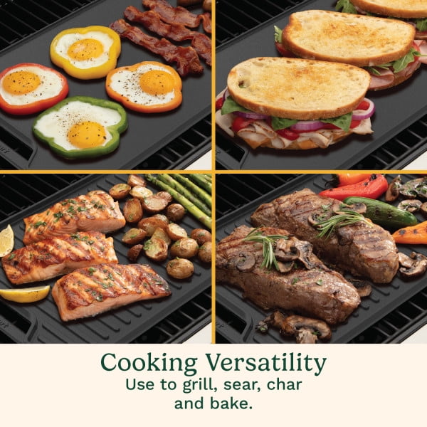 Cuisinart 2-in-1 Reversible Cast Iron Grill/Griddle Plate, Cooking