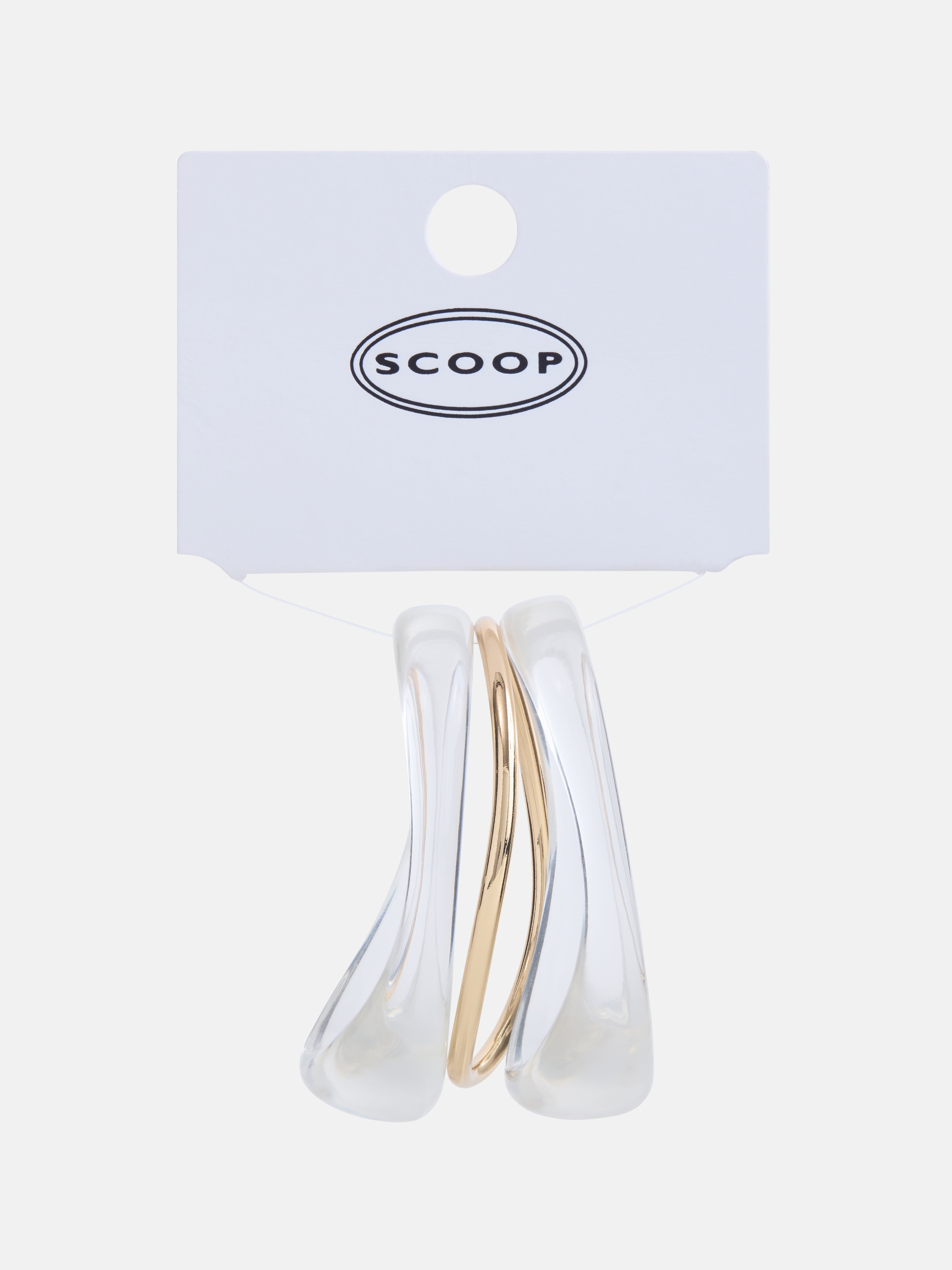 Scoop Women's Gold Tone & Acrylic Sculpted Bangle Bracelets, 3 Pieces