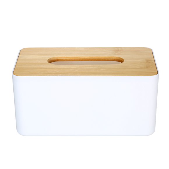 Boîte à Mouchoirs Moderne Étui à Serviettes en Papier Porte-Mouchoirs avec Couvercle en Bambou Naturel Assiette Rectangulaire
