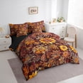 thumbnail image 3 of Manfei Exotic Style Bedding Comforter Set 7pcs for Teens Adults,Chic Floral Flowers Queen Bedding Sets Super Cozy,Vintage Aesthetics Queen Sheet Sets,Ultra Soft Home Decor,Reversible, 3 of 8