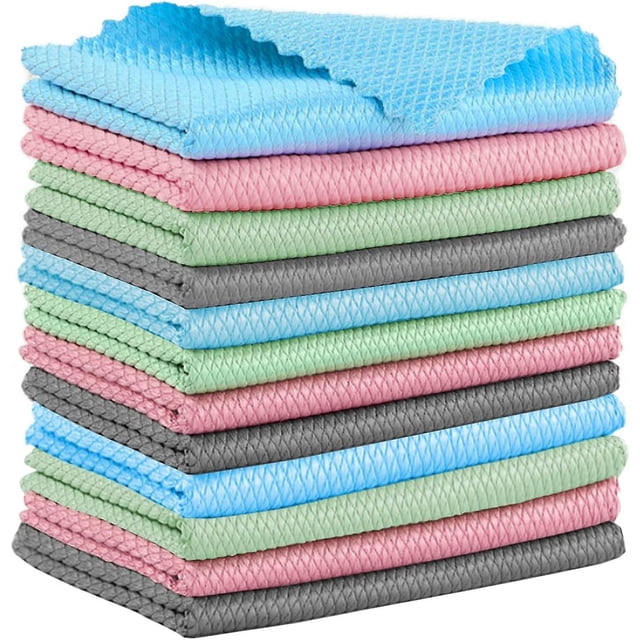 Paquete de 12 paños de limpieza 40x30cm paños de limpieza de microfibra paños de limpieza reutilizables para cocina baño ventana JAMW Sencillez