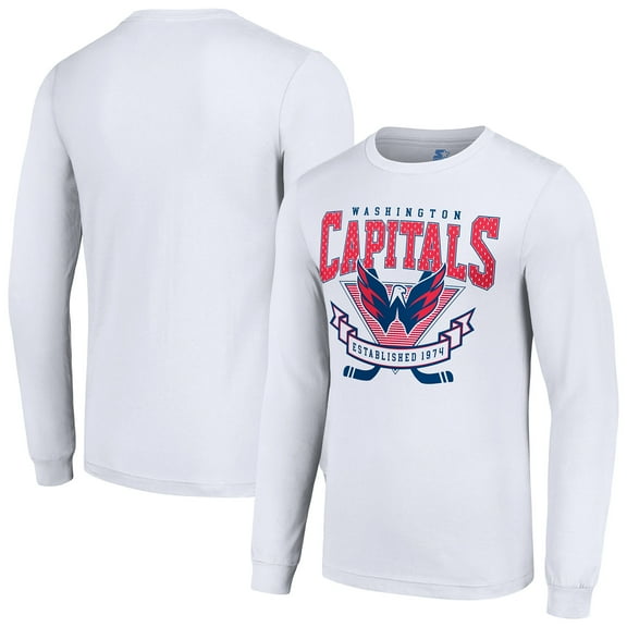 Men's Starter White Washington Capitals Team Logo Graphic Long Sleeve T-Shirt