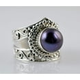 thumbnail image 5 of Navya Craft Freshwater Black Pearl Sterling Silver Statement Handmade Women Ring Size 12.0, 5 of 5