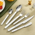 thumbnail image 3 of Rivet ABS Faux Wood Handle Silverware Set - 6-Piece Stainless Steel Flatware with Steak Knife, Fork, Spoon, Teaspoon, Dessert Fork and Butter Knife - Elegant Tableware Cutlery for Dining (White), 3 of 9