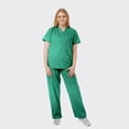thumbnail image 4 of SPECTRUM UNIFORMS Scrub Tops Medical Unisex V-Neck Yoga Soft Fabric Medical Professionals Hospital and Lab Workwear Nurse Top Hunter Green, 4 of 5