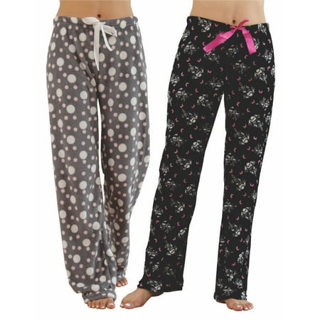 

2pk Women s Soft Plush Fleece Draw String Pajama Sleep Pants